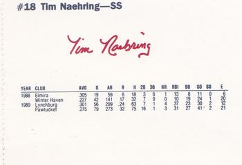 1990 Dunkin' Donuts Pawtucket Red Sox #16 Tim Naehring Back