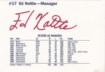 1990 Dunkin' Donuts Pawtucket Red Sox #17 Ed Nottle Back