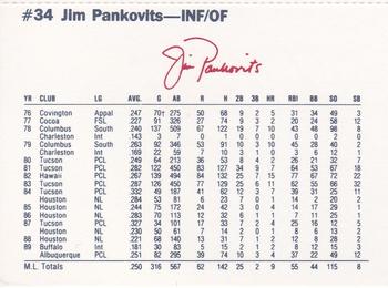 1990 Dunkin' Donuts Pawtucket Red Sox #18 Jim Pankovits Back