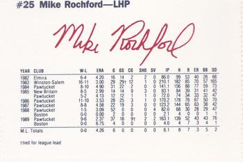 1990 Dunkin' Donuts Pawtucket Red Sox #21 Mike Rochford Back