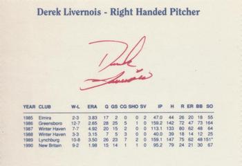 1991 Dunkin' Donuts Pawtucket Red Sox #NNO Derek Livernois Back