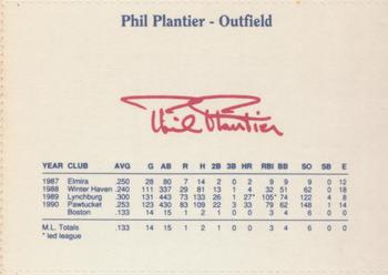 1991 Dunkin' Donuts Pawtucket Red Sox #NNO Phil Plantier Back