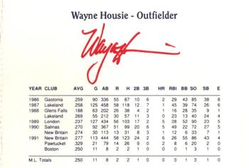 1992 Dunkin' Donuts Pawtucket Red Sox #NNO Wayne Housie Back