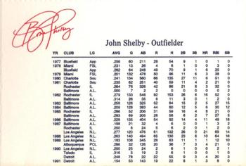 1992 Dunkin' Donuts Pawtucket Red Sox #NNO John Shelby Back