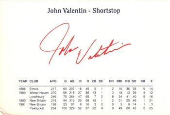 1992 Dunkin' Donuts Pawtucket Red Sox #NNO John Valentin Back