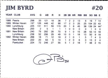 1993 Dunkin' Donuts Pawtucket Red Sox #NNO Jim Byrd Back