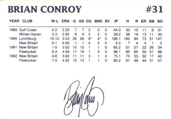 1993 Dunkin' Donuts Pawtucket Red Sox #NNO Brian Conroy Back