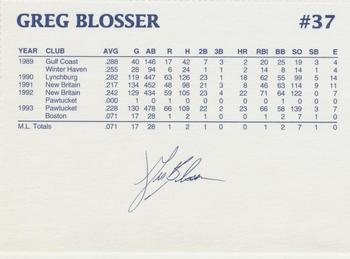 1994 Dunkin' Donuts Pawtucket Red Sox #NNO Greg Blosser Back