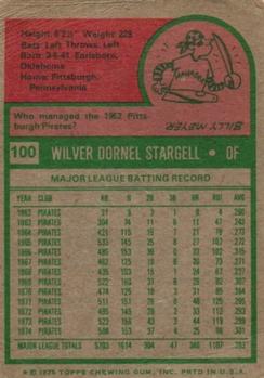 1975 Topps #100 Willie Stargell Back