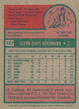 1975 Topps #127 Glenn Borgmann Back