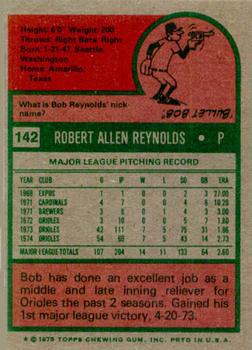 1975 Topps #142 Bob Reynolds Back