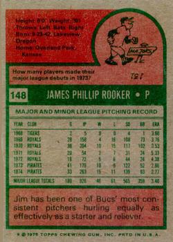1975 Topps #148 Jim Rooker Back