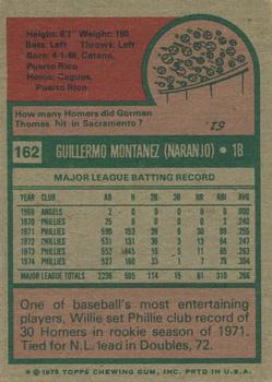 1975 Topps #162 Willie Montanez Back