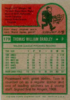 1975 Topps #179 Tom Bradley Back