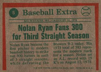 1975 Topps #5 Nolan Ryan Back