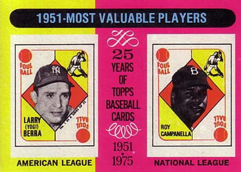 1975 Topps #189 1951 MVPs (Yogi Berra / Roy Campanella) Front