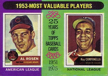 1975 Topps #191 1953 MVPs (Al Rosen / Roy Campanella) Front