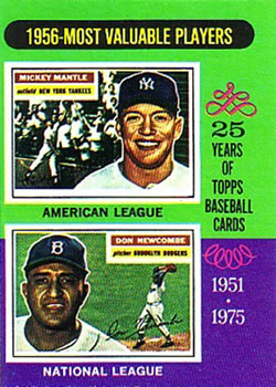 1975 Topps #194 1956 MVPs (Mickey Mantle / Don Newcombe) Front
