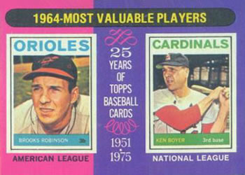 1975 Topps #202 1964 MVPs (Brooks Robinson / Ken Boyer) Front