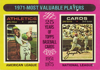 1975 Topps #209 1971 MVPs (Vida Blue / Joe Torre) Front