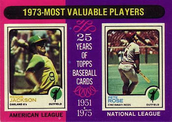 1975 Topps #211 1973 MVPs (Reggie Jackson / Pete Rose) Front