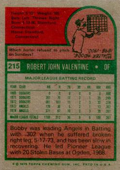 1975 Topps #215 Bobby Valentine Back