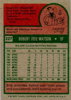 1975 Topps #227 Bob Watson Back