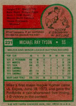 1975 Topps #231 Mike Tyson Back