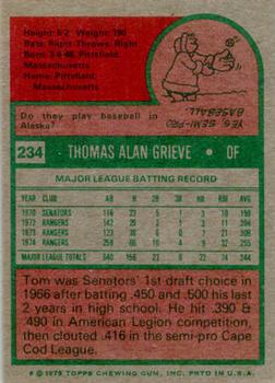 1975 Topps #234 Tom Grieve Back