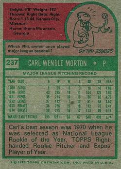 1975 Topps #237 Carl Morton Back