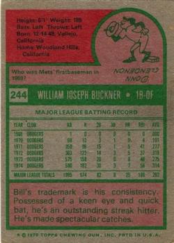 1975 Topps #244 Bill Buckner Back