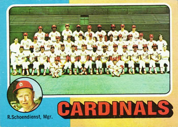 1975 Topps #246 St. Louis Cardinals / Red Schoendienst Front