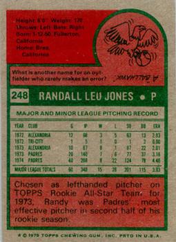 1975 Topps #248 Randy Jones Back
