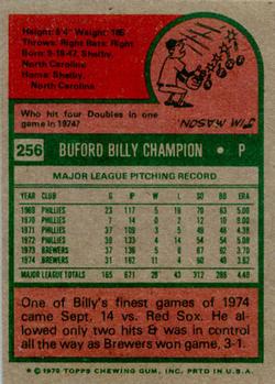 1975 Topps #256 Billy Champion Back