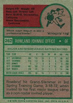 1975 Topps #262 Rowland Office Back