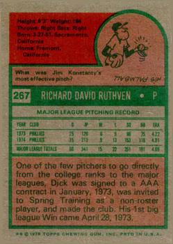 1975 Topps #267 Dick Ruthven Back