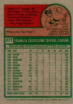 1975 Topps #277 Frank Taveras Back