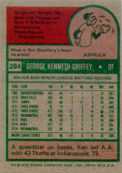 1975 Topps #284 Ken Griffey Back