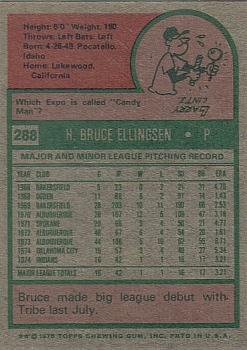 1975 Topps #288 Bruce Ellingsen Back