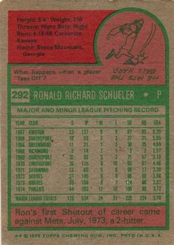 1975 Topps #292 Ron Schueler Back