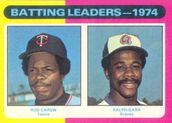 1975 Topps #306 1974 Batting Leaders (Rod Carew / Ralph Garr) Front