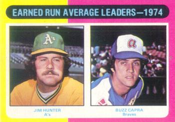 1975 Topps #311 1974 ERA Leaders (Jim Hunter / Buzz Capra) Front