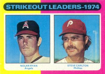 1975 Topps #312 1974 Strikeout Leaders (Nolan Ryan / Steve Carlton) Front