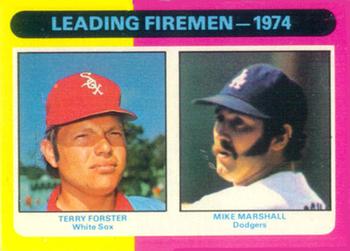 1975 Topps #313 1974 Leading Firemen (Terry Forster / Mike Marshall) Front