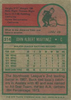 1975 Topps #314 Buck Martinez Back