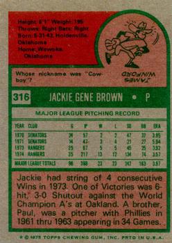 1975 Topps #316 Jackie Brown Back