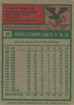 1975 Topps #35 Ron Santo Back