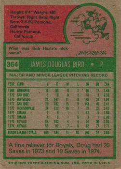 1975 Topps #364 Doug Bird Back