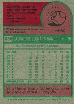 1975 Topps #380 Sal Bando Back