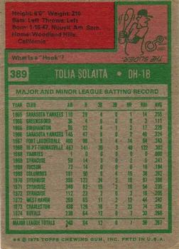 1975 Topps #389 Tony Solaita Back